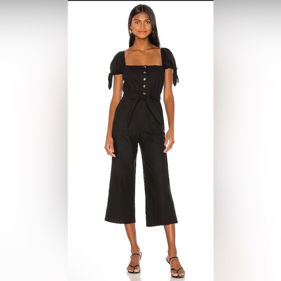 Majorelle Revolve Whitman Black Linen Blend Jumpsuit Size M Sold Out $228 - Picture 1 of 5